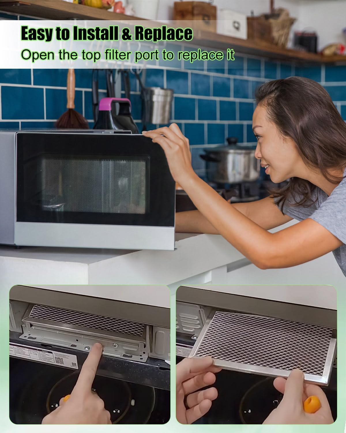 2 Pcs Microwave Charcoal Filter Fit for Samsung, Replace ME18H704SFS/AA ME18H704SFS/AC ME18H704SFW/AA ME18H704SFW/AC