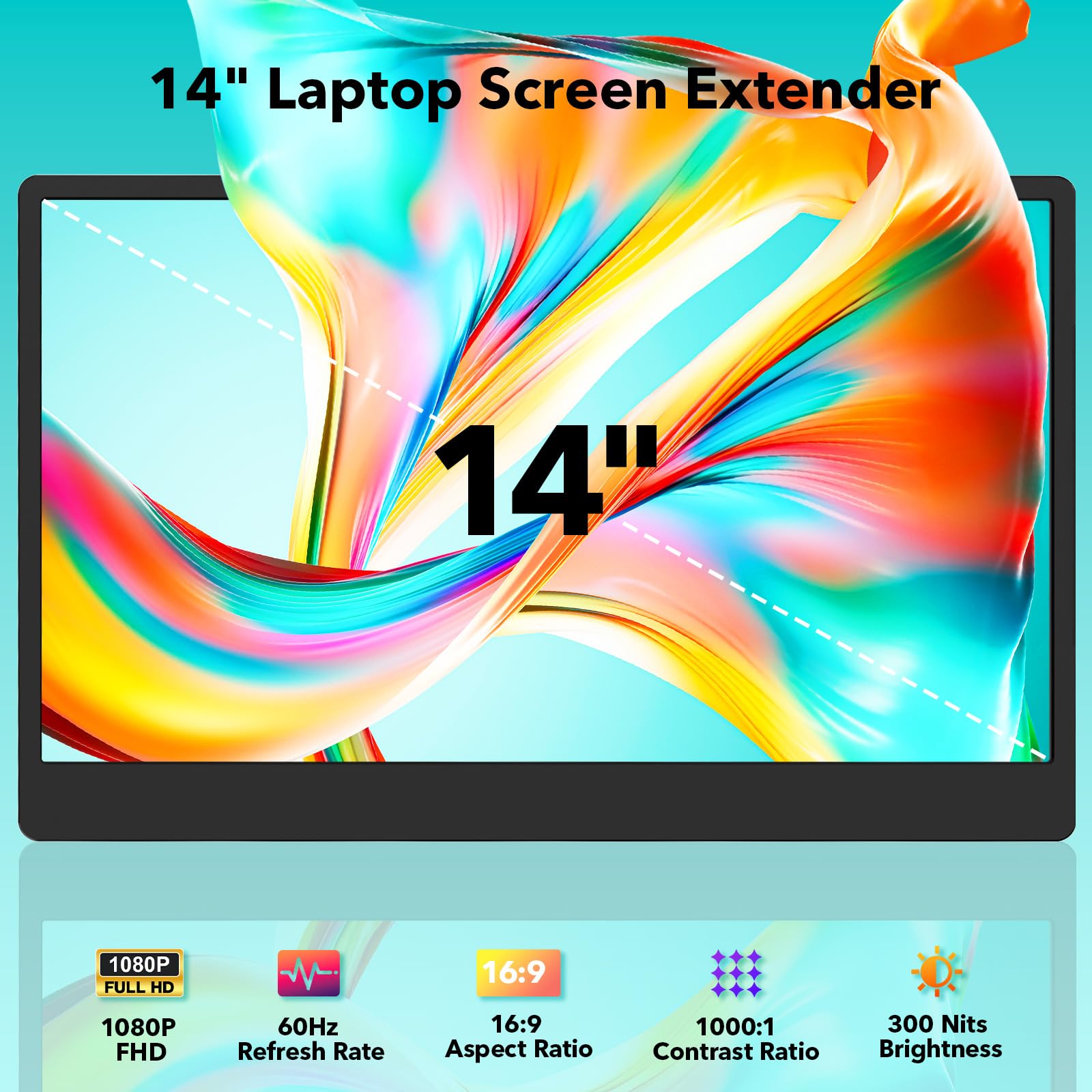 14" Ecran Portable, Extension d'écran pour Ordinateur Portable, 1080P FHD Triple Moniteur, Écrans PC with HDMI/USB-C Plug & Play pour Mac Windows Chrome