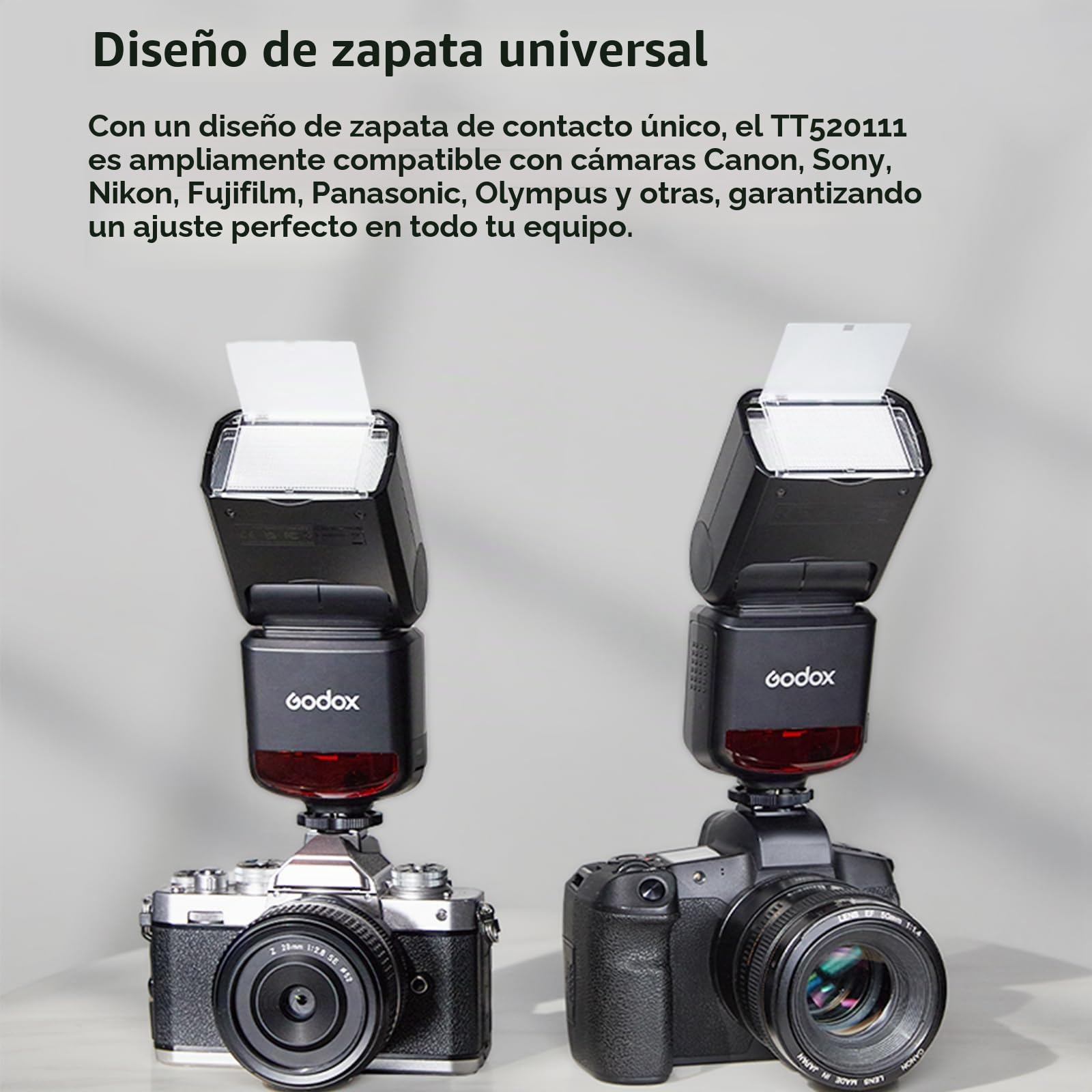 GODOX TT520III Speedlite - Flash de cámara con lanzador RT-16, 433 MHz inalámbrico flash GN33 S1/S2, control óptico, diseño de zapata de contacto único, funcionamiento con batería, compatible con