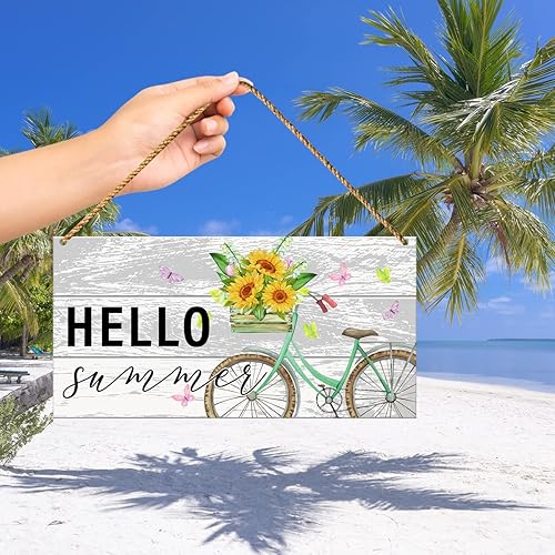 Miniatura 3 de Letrero decorativo para puerta delantera, dulce verano, flora de verano, bicicleta, letrero de bienvenida para el hogar, porche, cocina, comedor,