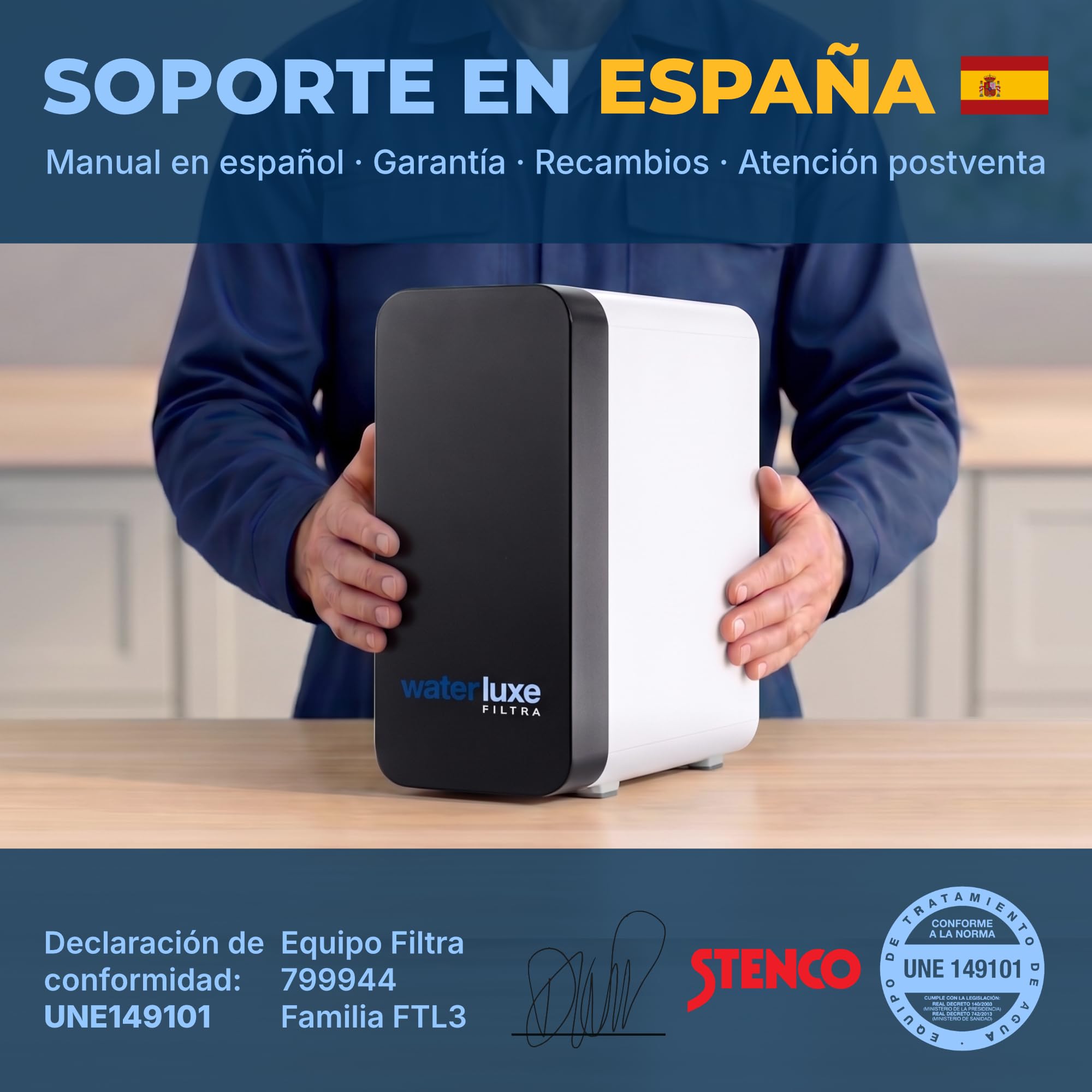 Filtra Equipo Compacto de Filtración de Agua Bajo Fregadero | Sistema de Ultrafiltración 3+1 Etapas con Grifo Independiente Sin Electricidad Sin Depósito y Sin Rechazo