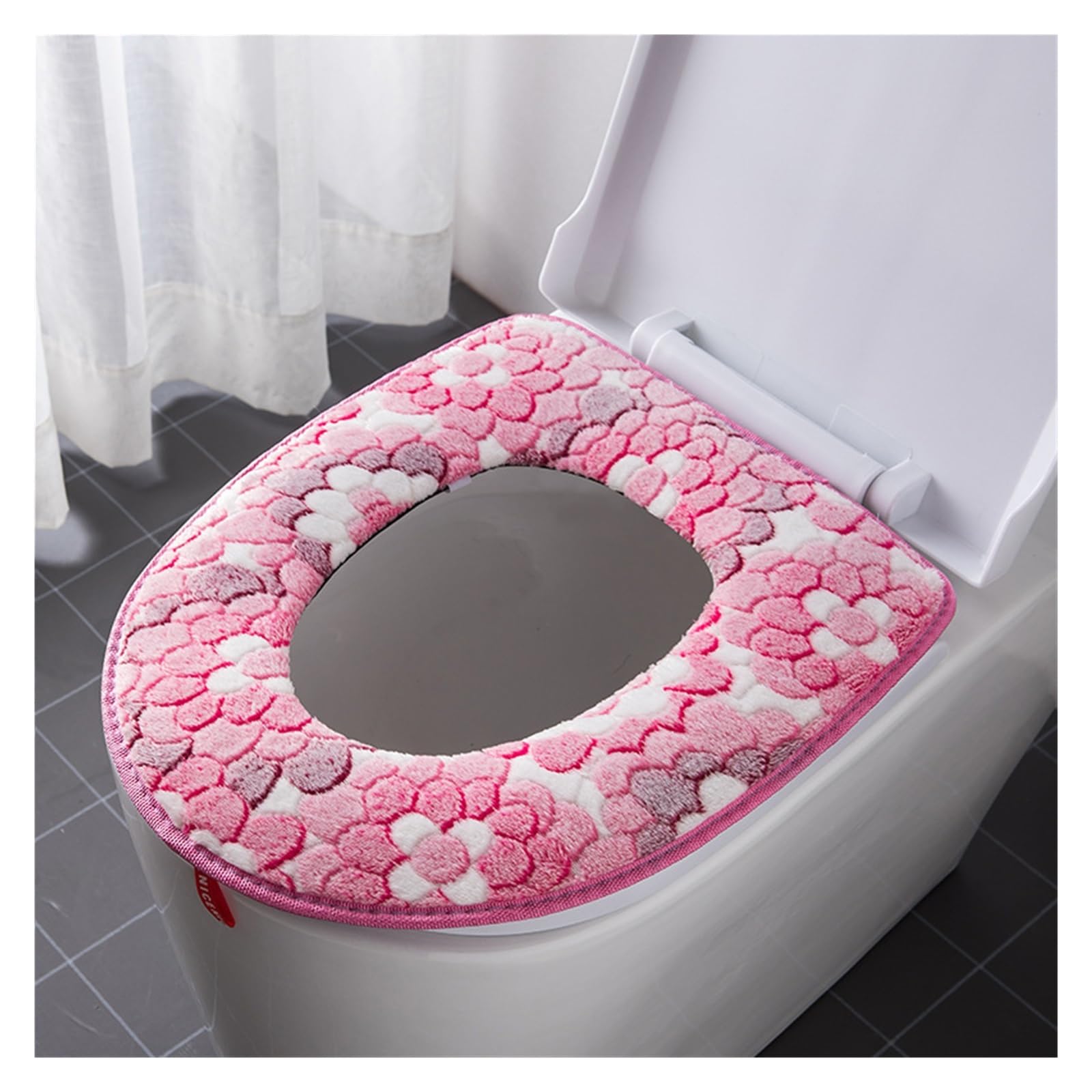 MZSKLW Padded Toilet Seat Flower Warm Toilet Cover Seat Lid Top Pad Bathroom Warmer(Color-C)