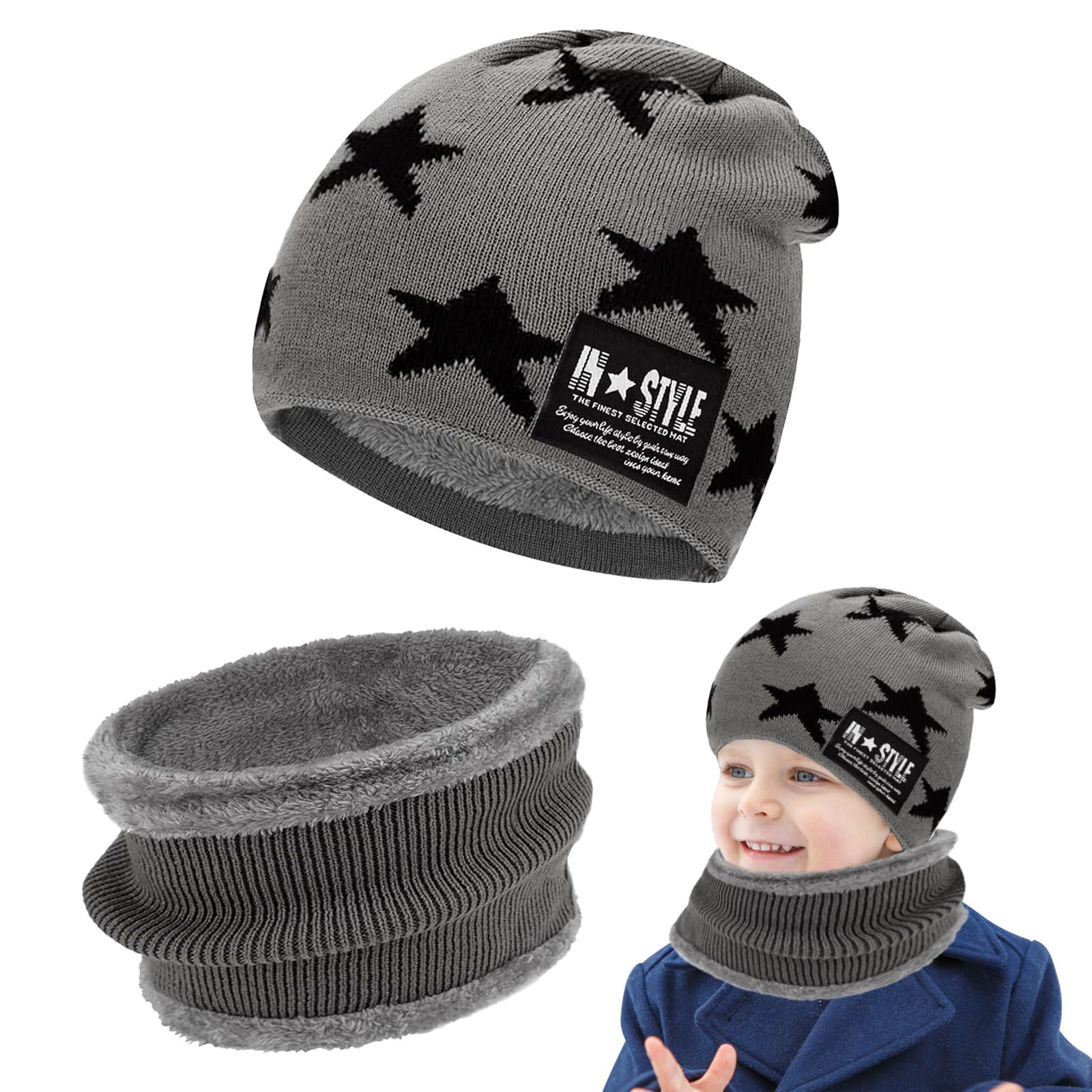 Set Bonnet Echarpe Gants Enfant JFAN Set Hiver Enfant 3 Pièces - Bonnet Écharpe Gants Tricotés 3-6 Ans Set Bonnet écharpe Gants Enfant 3 Pièces Hiver 3-6 Ans