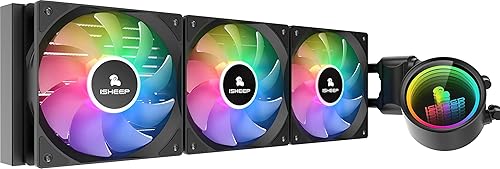 ISHEEP H01 - Enfriador de CPU de refrigeración líquida todo en uno AIO RGB de 14.173in, refrigeración por agua líquida, LED refrigerantes de CPU
