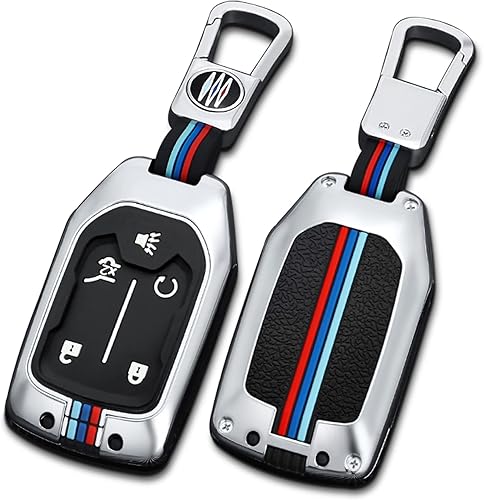 COZLA Funda para llavero GMC con llavero de metal y carcasa para llave de automóvil protección completa compatible con Chevrolet Chevy Silverado