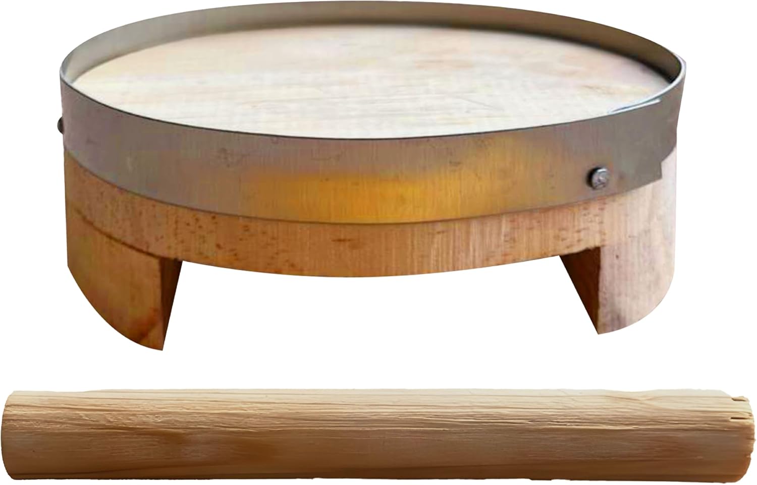 Wooden Mold for Making Arepas, Papusas, Sopes, Gorditas, and Round Burger Patties - Circular Design (4.72 x 4.72 x 1.97 inches) with Pressing Rod for Uniform Results