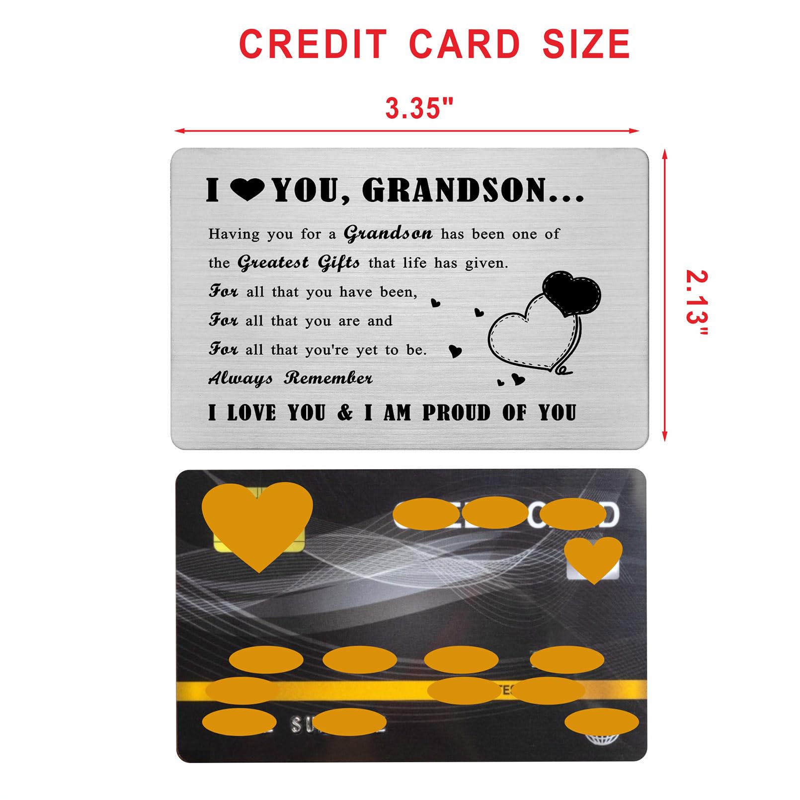 Richesele Gifts for Grandson from Nana & Grandad, Engraved Metal Wallet Card to My Grand Son - Image 2