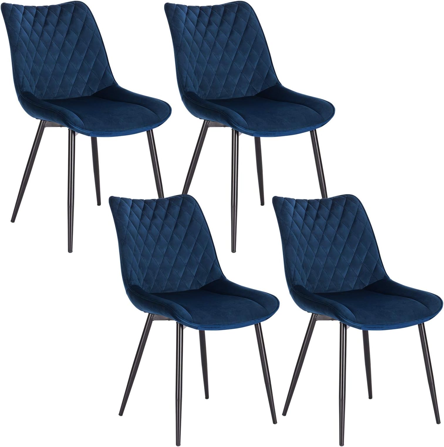 WOLTU Dining Chairs Set of 4, Velvet Chairs for Kitchen/Living Room/Bedroom, with Padded Seat and Backrest, Blue