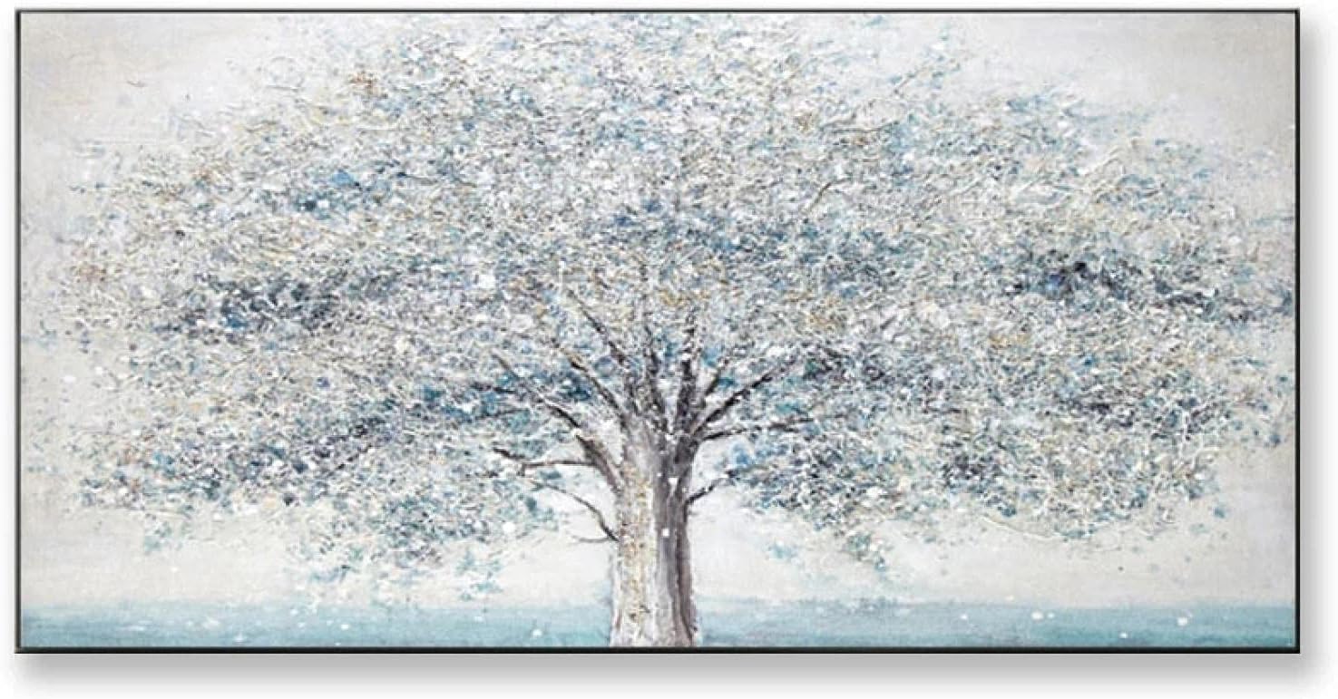 Kuingbhn Silver Tree Landscape Oil Painting on Cavnas Modern Wall Art