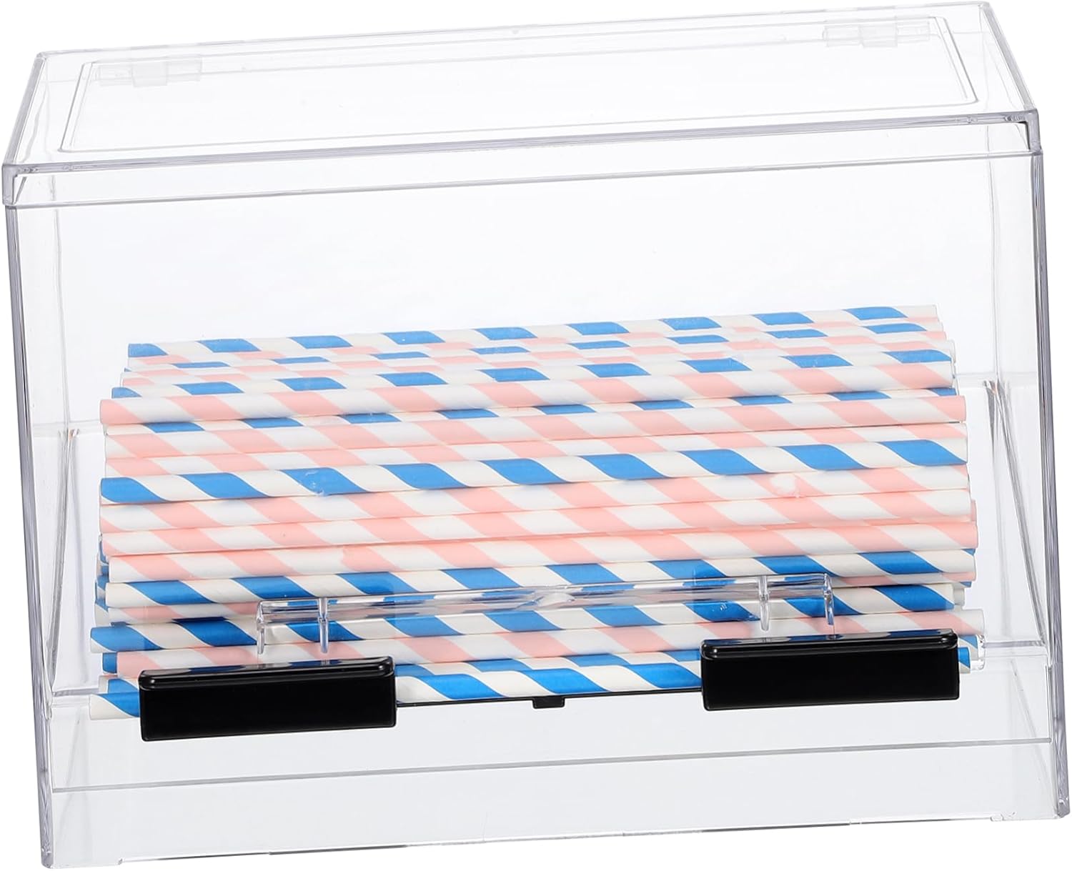 Cabilock Clear Acrylic Straw Dispenser Box Stylish Storage Case for Drinking Straws Non Slip Base Easy Clean Design for Home Kitchen and Restaurant Use