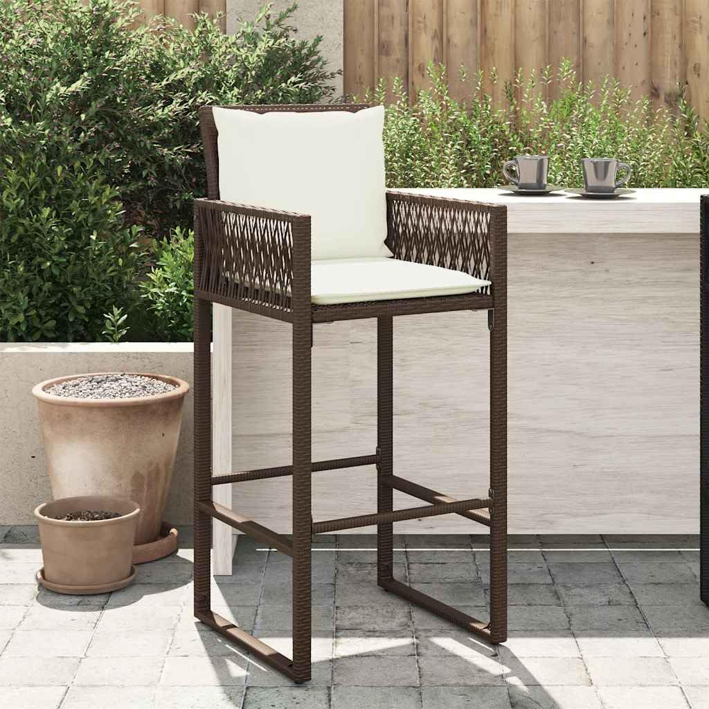 Tabourets de bar jardin résine tressée marron haut de gamme avec cadre acier enduit