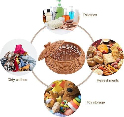 Miniatura 4 de Cesta de almacenamiento tejida de ratán cesta tejida para pan de mimbre para fruta, cubos de almacenamiento de mimbre, cesta de pan, pan de ajo,