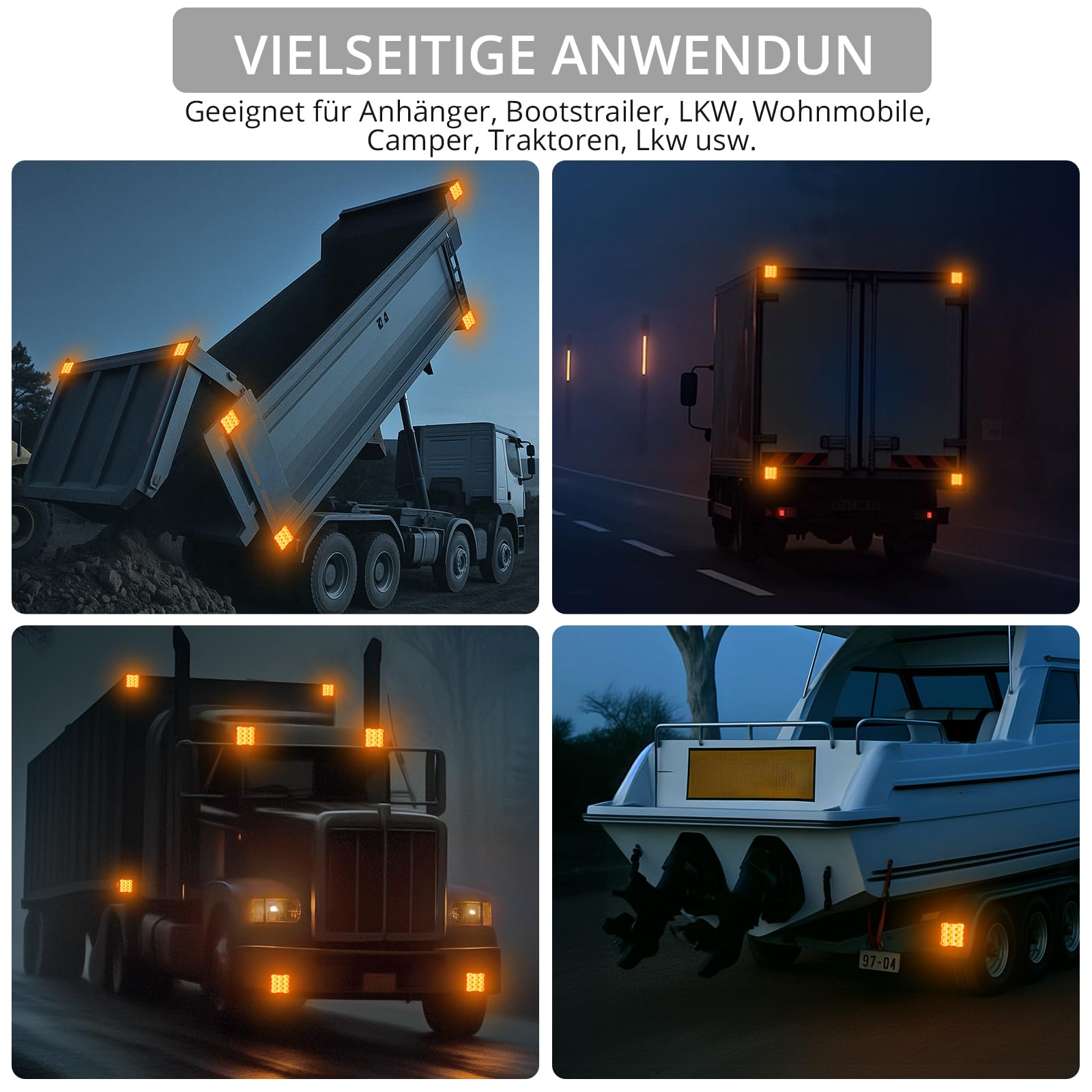 Justech 2er Warnleuchten Wiederaufladbare Warnlicht Magnetische Rundumleuchte 18 Blinkmodi, IP65 Wasserdicht, 2000mAh Akku, Magnetische Befestigung Blinklichter für Sichere Nutzung Bernstein