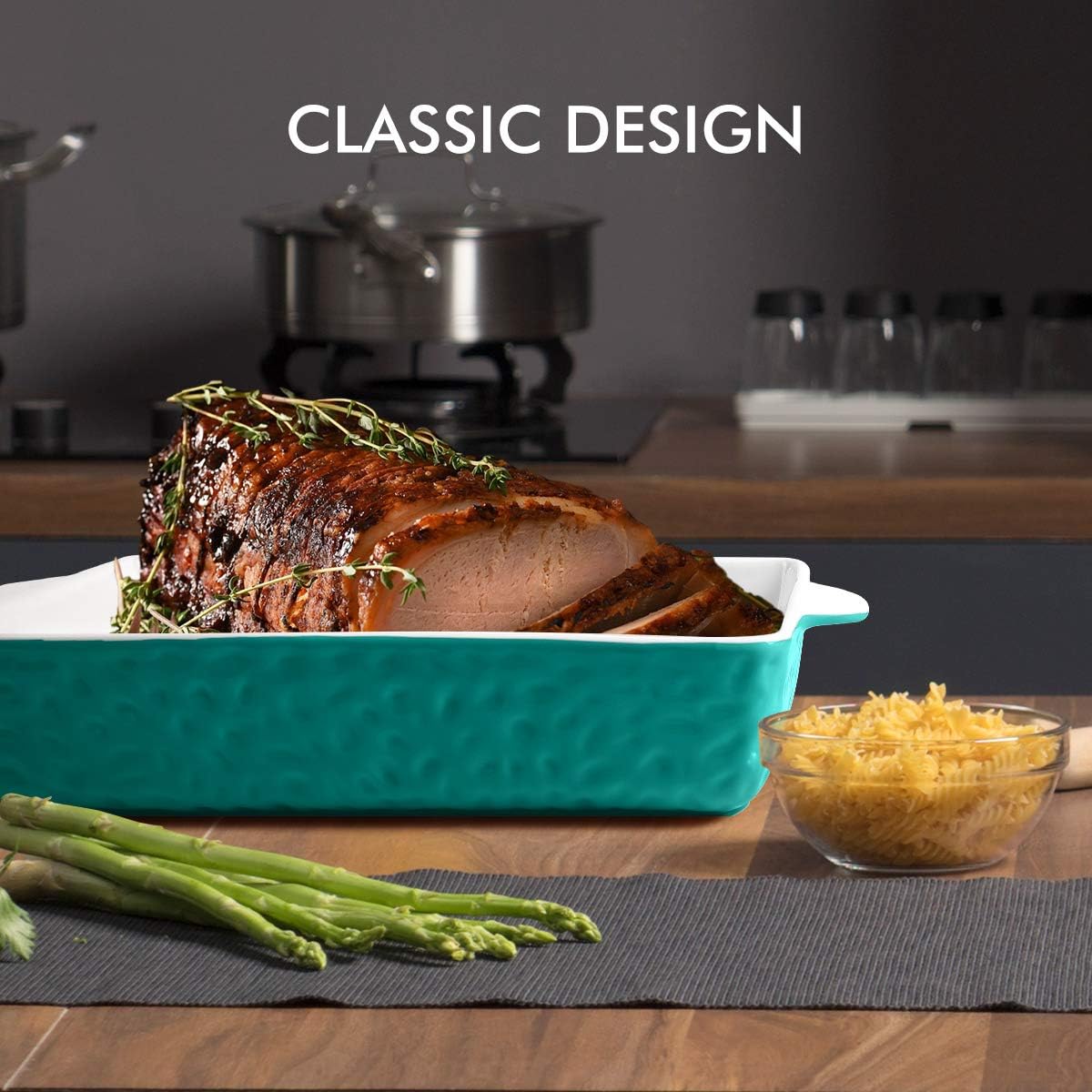 Bakeware Set, Ceramic Baking Dish, Rectangular Baking Pans Set, Casserole Dish for Cooking, Cake Dinner, Kitchen, Wrapping Upgrade, 12 x 8.5 Inches, 3-Piece (Cyan): Home & Kitchen