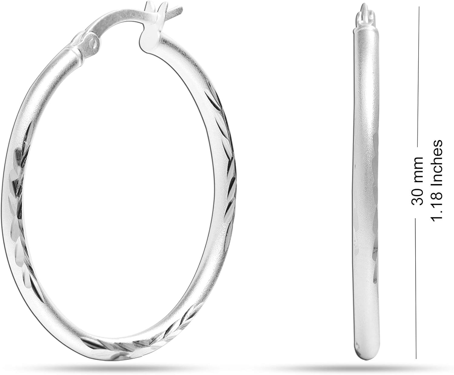 LeCalla 925 Sterling Silver Two-Tone Three-Tone Hoop Earrings | Round Shape Polished Italian Diamond-Cut Twisted Earring Hoops for Women - Image 3