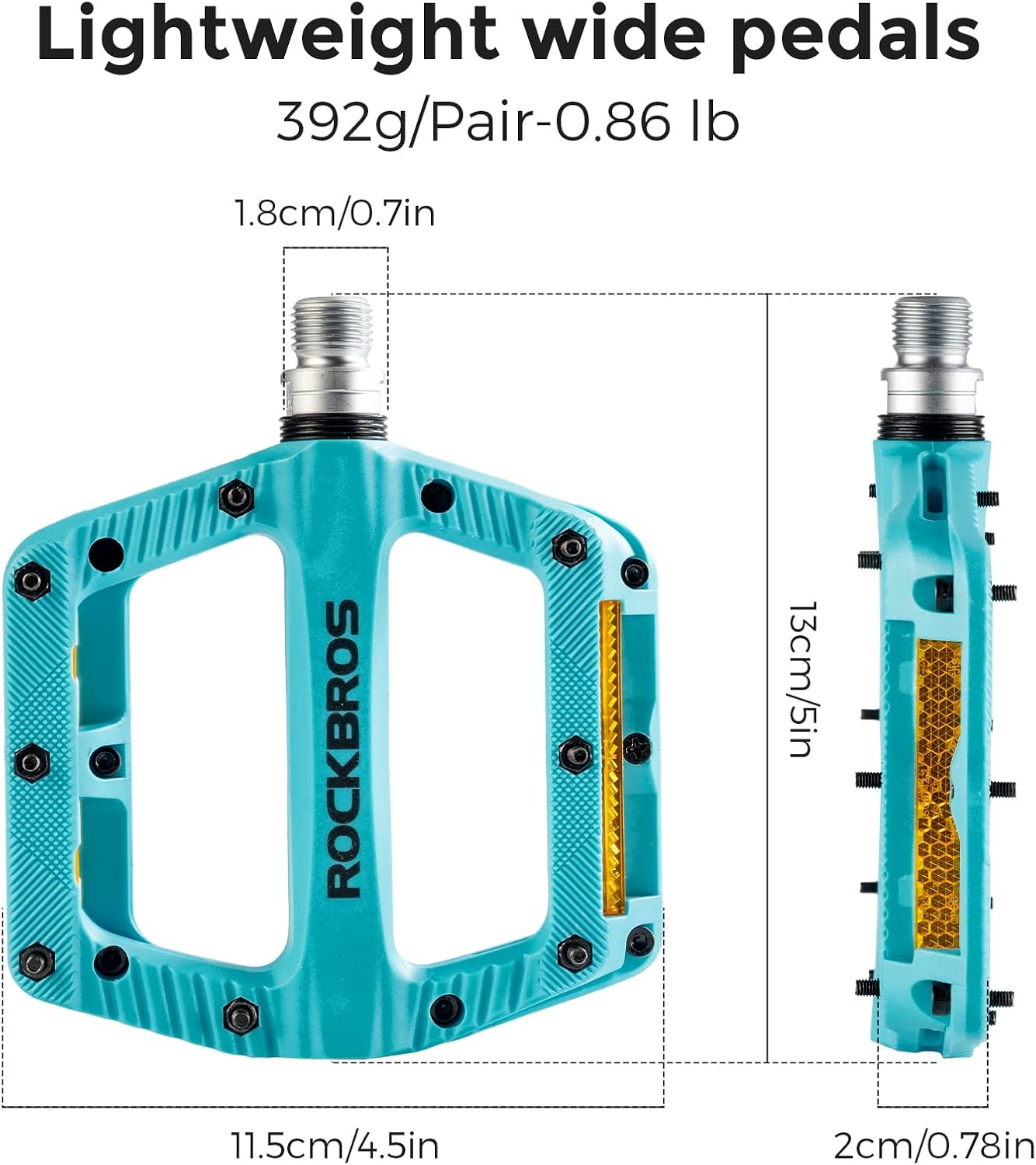 ROCKBROS Mountain Bike Pedals Bicycle Nylon Pedals 9/16 Inch Sealed Bearing Lightweight Platform for Road Mountain BMX MTB Bike