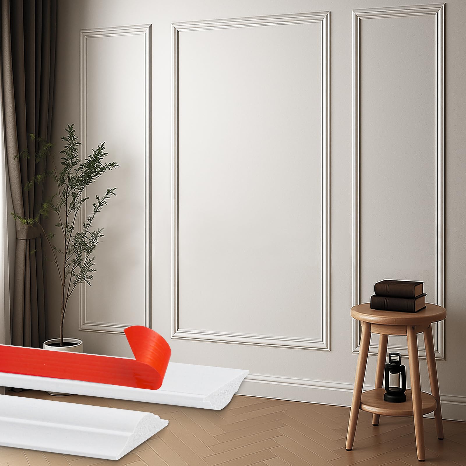 20 Ft X 1.6 Inch Peel And Stick Wall Trim Molding – Self-Adhesive Flexible 3D Chair Rail For Walls, Mirrors, Cabinets, Tile Edges – Easy DIY Decoration