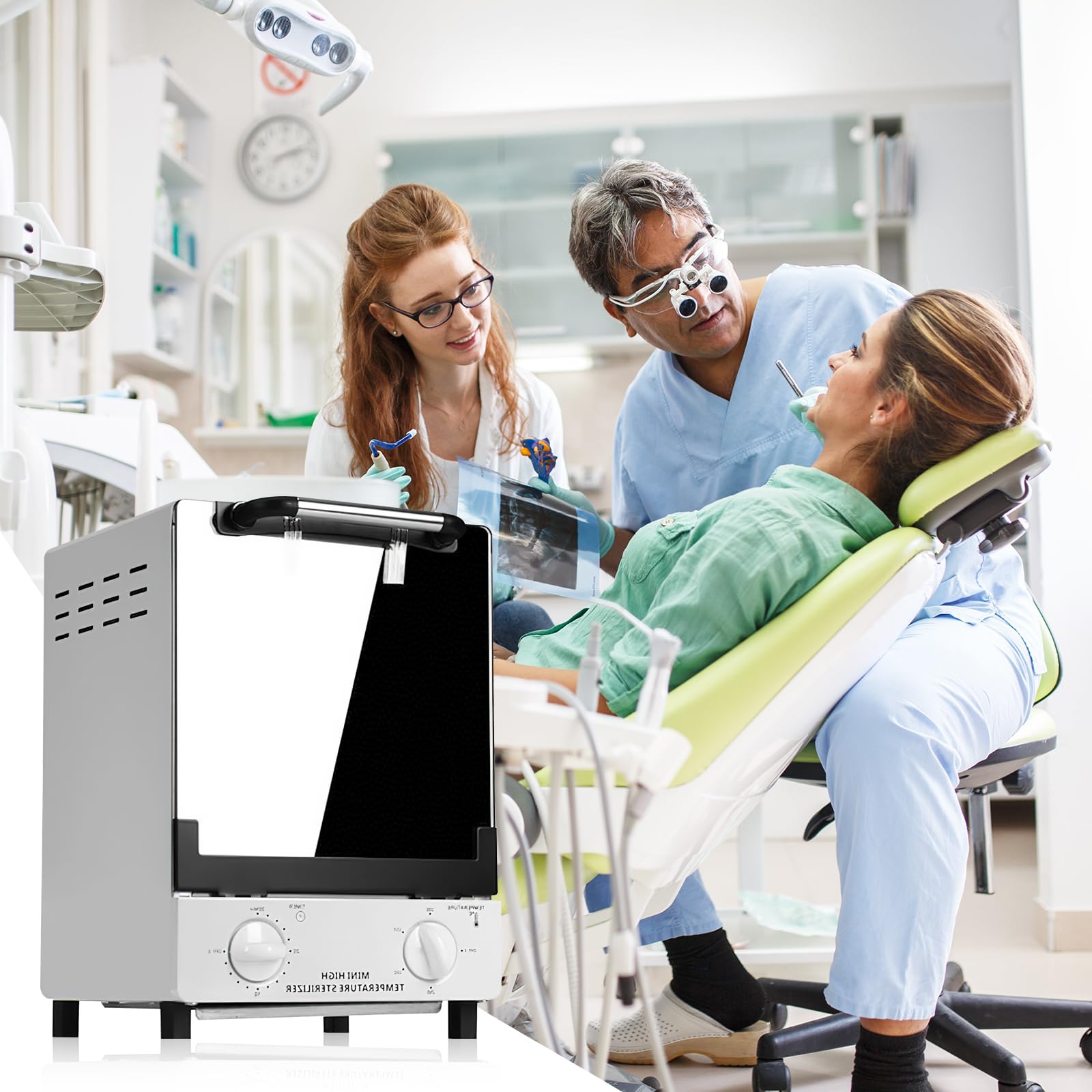 Autoclave de grande capacité de 10 l - Armoire de désinfection portable professionnelle pour instruments, désinfection infrarouge et UV avec capacité de 10 l, réglable de 110 à 220 °C (chambre simple)