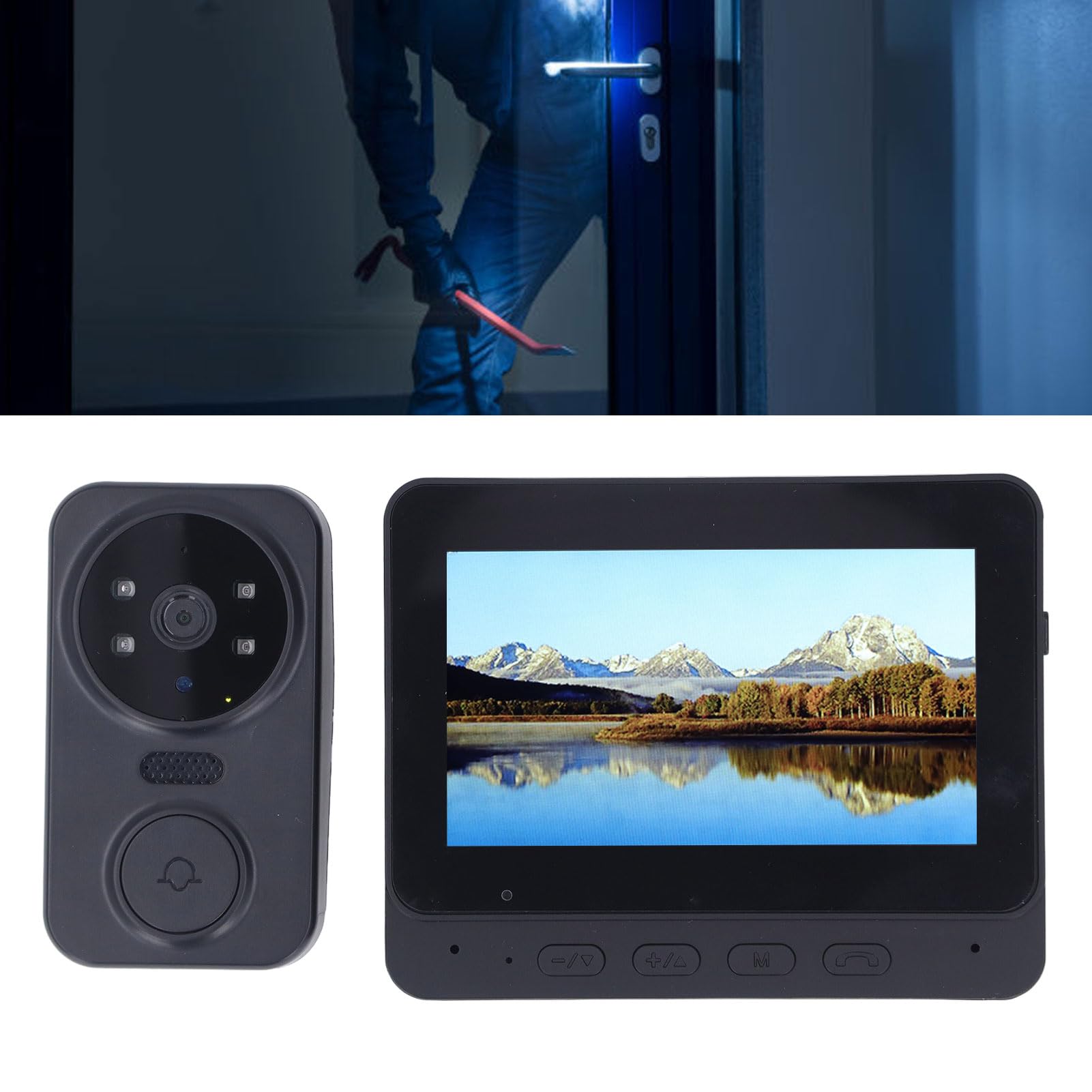 Zestaw bezprzewodowego domofonu wideo, zestaw wideodomofonu 800 X 480 WiFi 2.4G HD System wideodomofonu z 4,3-calowym ekranem IPS