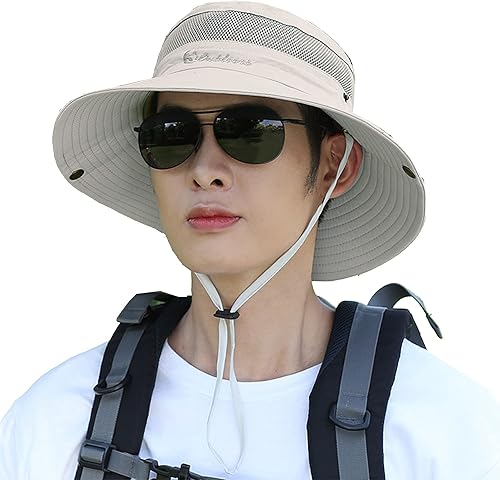 Sombrero de sol para hombre al aire libre, de ala ancha, impermeable, transpirable, de malla de refrigeración Boonie, sombrero para senderismo, disponible en Yaxa Colombia