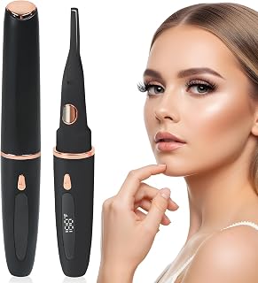 StrongHairStrongerPresence USB Rechargeable Heated Eyelash Curler: LED Display, 3 Temps, Safe Mini Curler for 24H Natural Lashes