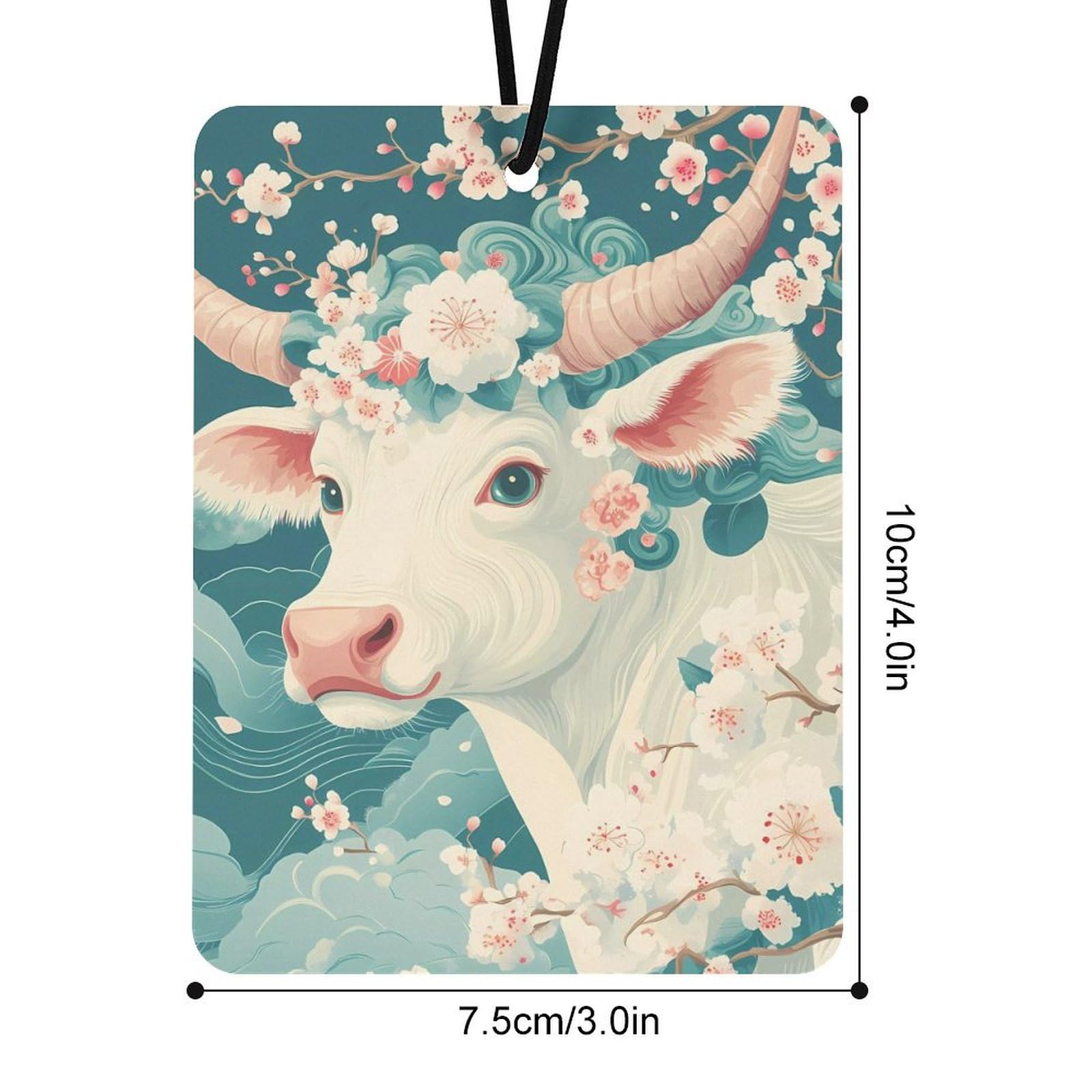 Beautiful White Cow Car Air Freshener Hanging Aromatherapy Tablets for Car Accessories Square