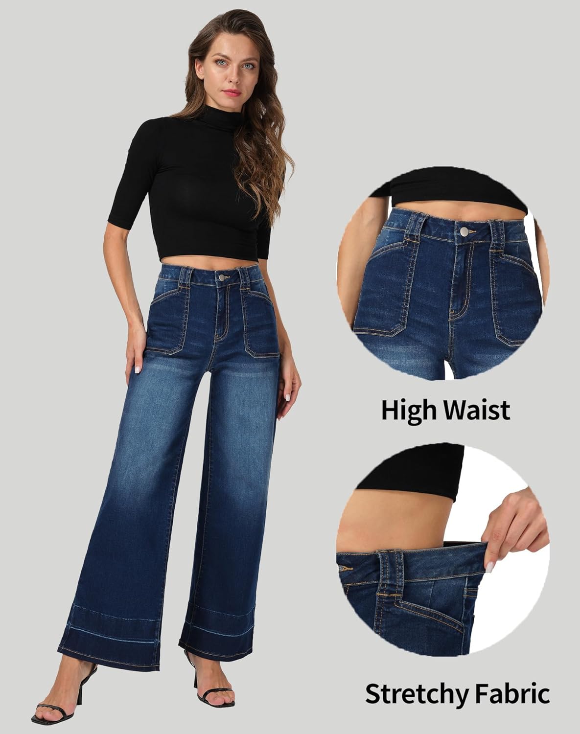 Myzellia Wide Leg Jeans for Women High Waisted Stretchy Baggy Casual Denim Pants - Image 5