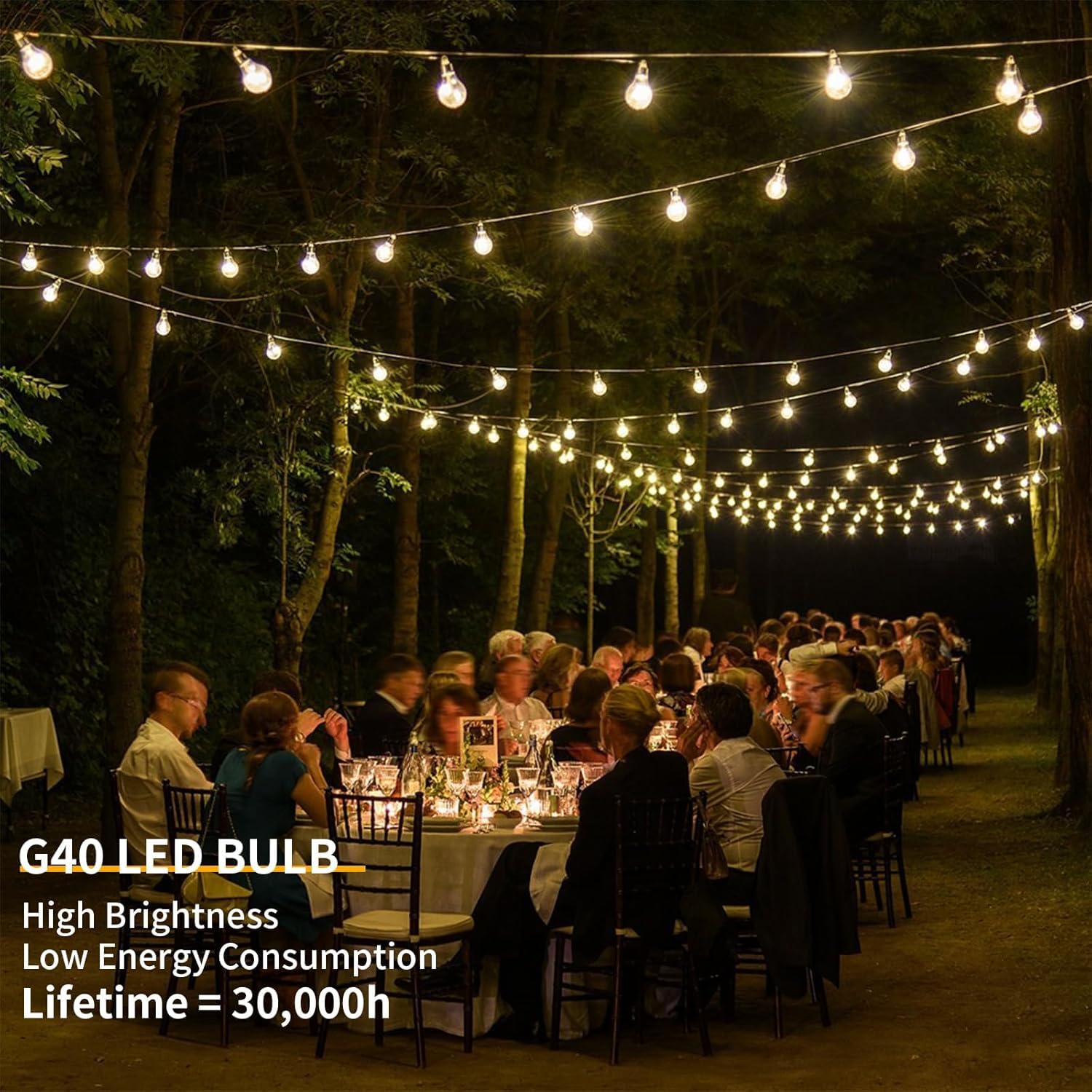 LITVERSE String Lights for Outside 25 FT, Outdoor Lights for Patio with 25 + 1 Shatterproof LED Edison Bulbs, G40 Waterproof Connectable Hanging Lights for Backyard Bistro Party Balcony 1