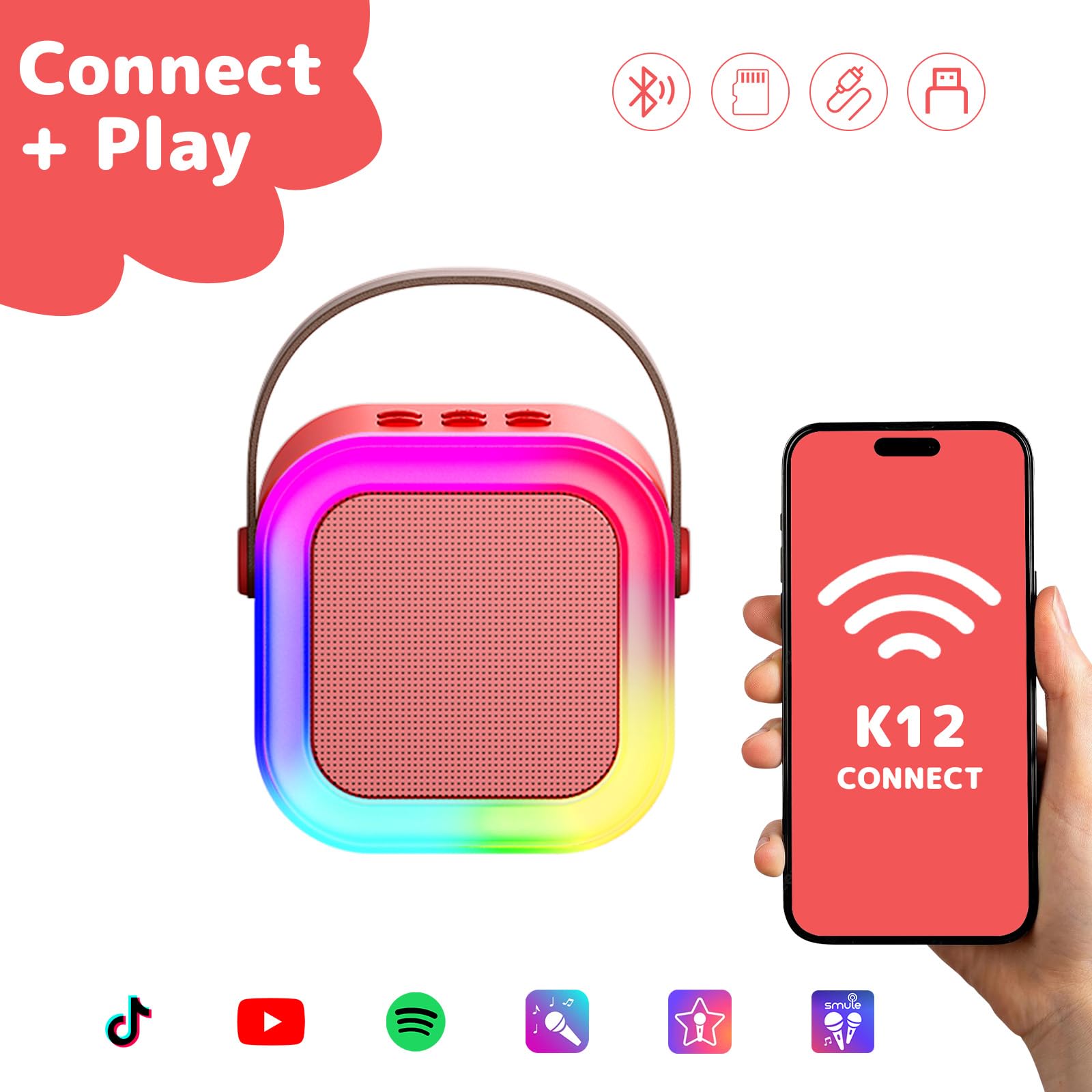 Fede Karaoke per Bambini, Regalo Bambina 3-12 Anni Microfono Bambini Giochi Regali Bambina 3-12 Anni Karaoke con 2 Microfono Bluetooth Giocattoli Regalo Bambino 3-12 Anni