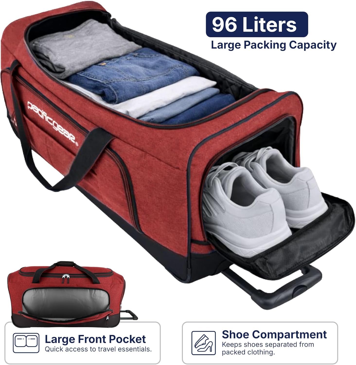 Pacific Gear Duffel Bag with Rolling Wheels - Image 6