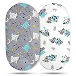 Bassinet Sheets, Bassinet Sheets for Baby Boy, Bassinet Sheet Neutral, Fit for Rectangle, Round, Oval, Hourglass Bassinet Mattress, Flexible for Different Bassinet Pad/Mattress, 2 Pack