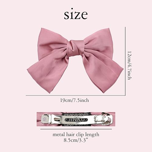 Miniatura 5 de Paquete de 12 pinzas para el cabello de satén grandes sólidas, pinzas para el cabello con lazo grande, pasadores franceses, pinzas de cocodrilo,