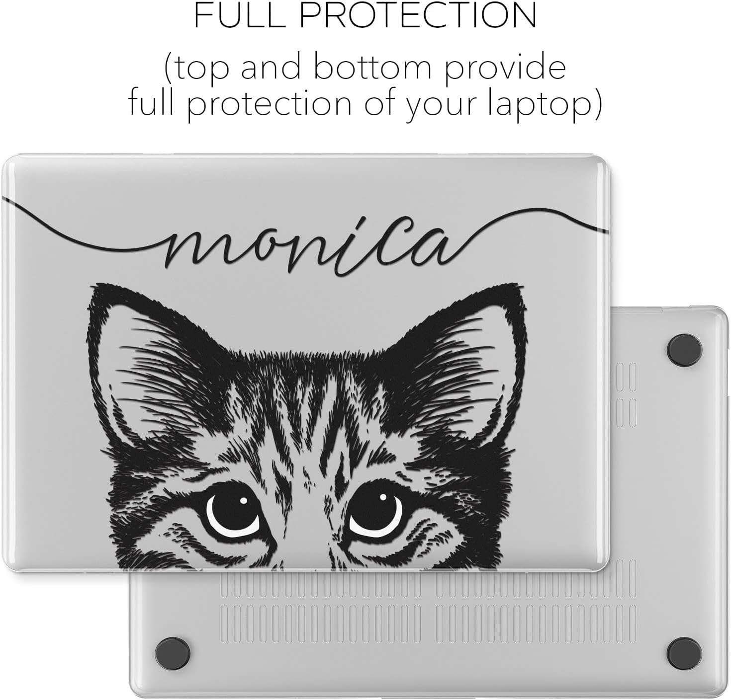 Hard Case Compatible with MacBook Air 13 15 inch Pro 16 14 M5 M4 M3 M2 M1 2026 2025 2024 2022 2020 Cat Pet Retina Name Custom Kitten Personalization Plastic Laptop Adorable Shell Clear