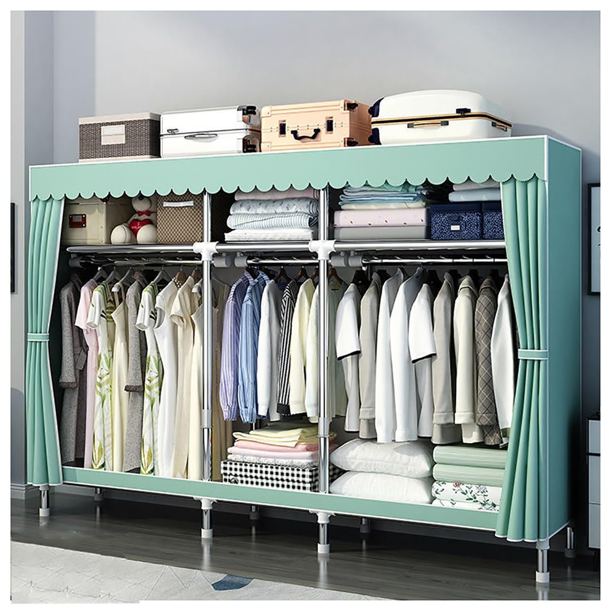 Placard armoire penderie en tissu et métal pour rangement de vêtements
