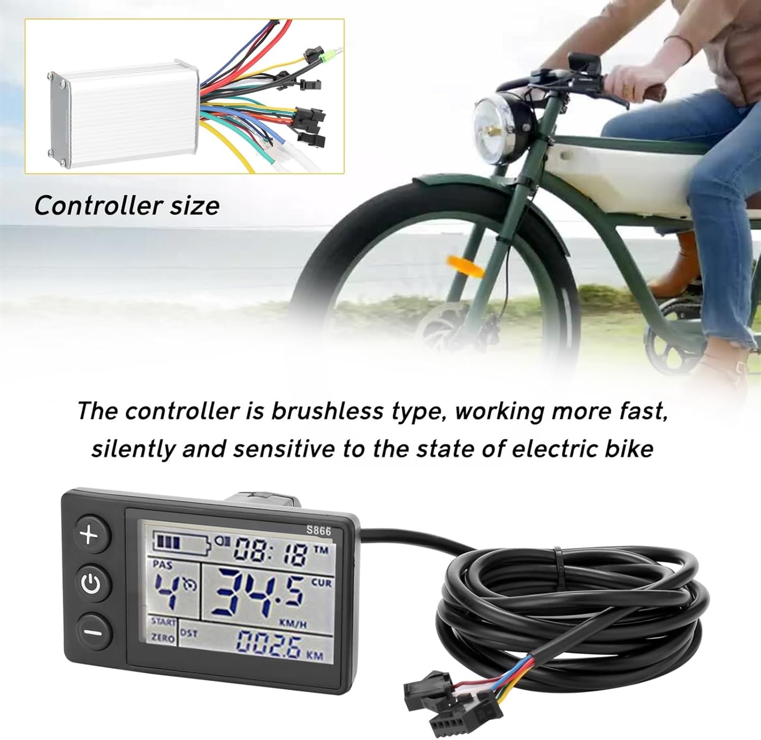 24V-48V/36-60V 350W Electric Bicycle Controller with LCD Display Panel E-Bike Electric Scooter E Bike Motor Brushless Controller