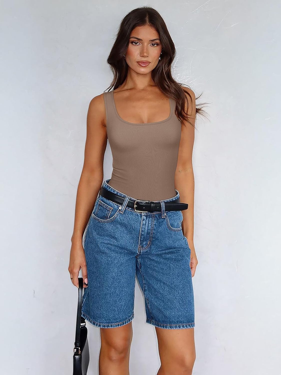 REORIA Body Suits Tank Top for Women Scoop Neck Sleeveless Ribbed Sexy Slimming Bodysuit Tops 2026 Summer Going Out Outfits - Image 6