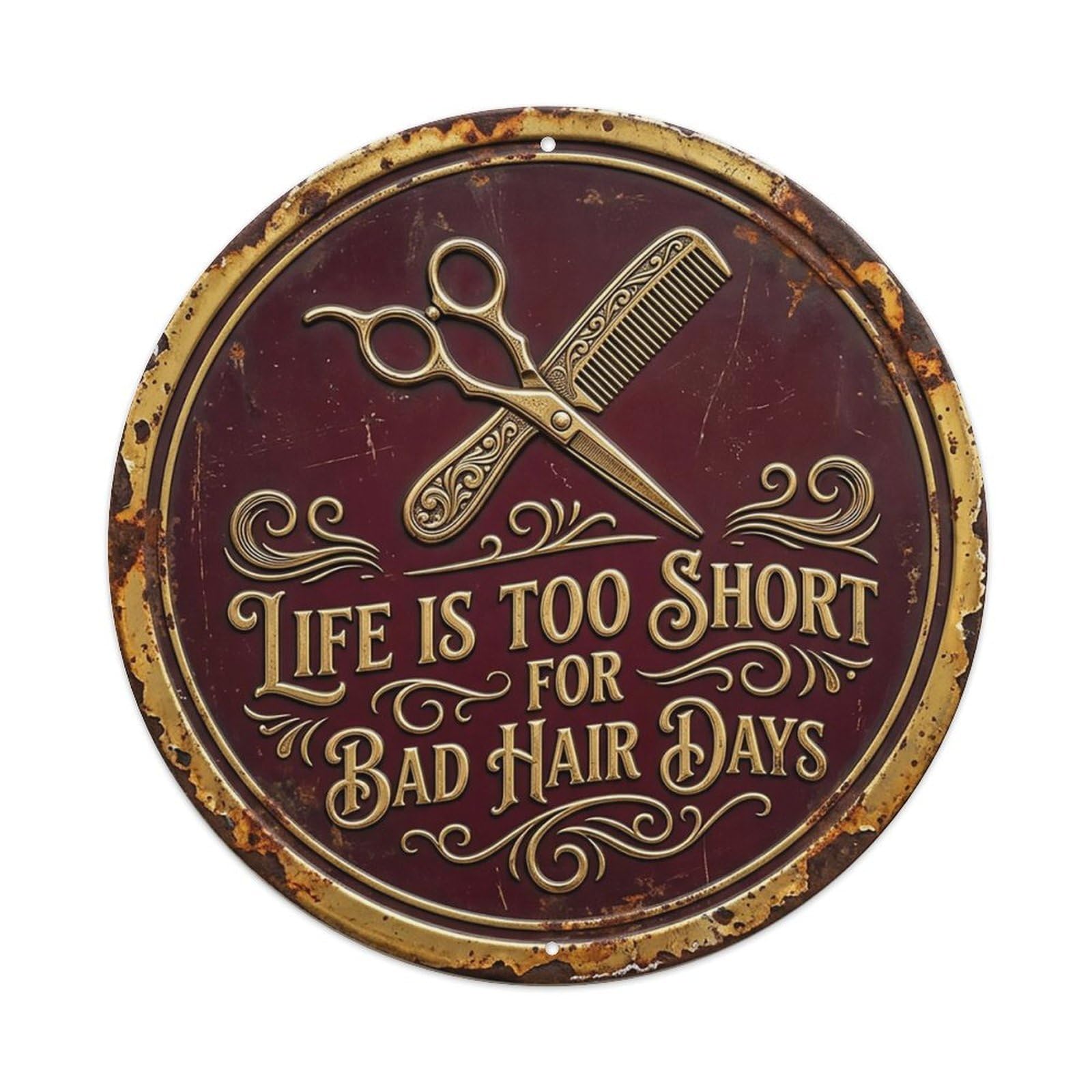 Scissors Comb Style Entryway Metal Tin Sign