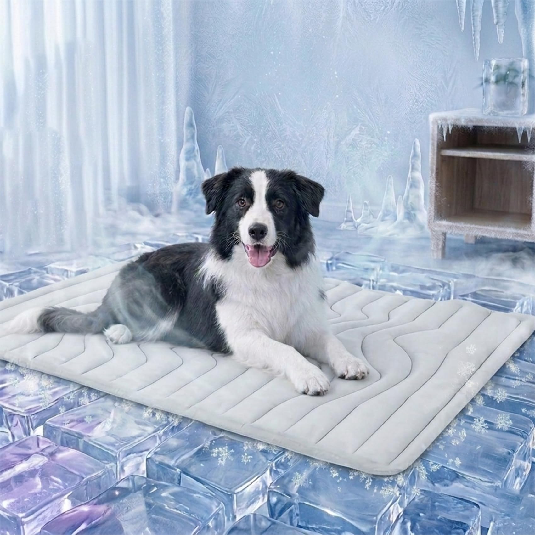 Pawfroste Tapis Rafraichissant Pour Chien – Refroidissement Rapide, Couverture Rafraîchissante Respirante, Tapis Lavable Pour Confort Estival, Idéal Pour Niche, Cage Voyages (Gris, S-51*41cm)