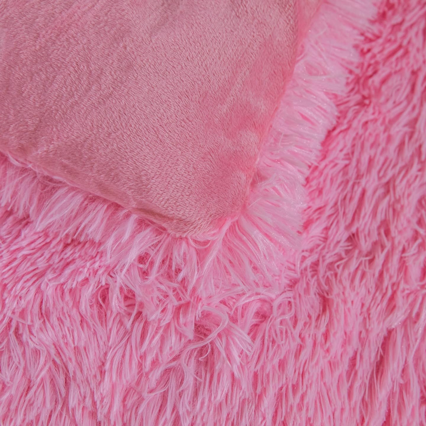 chovy Faux Fur Plush Pink Comforter Sets Full/Queen - Ultra Soft Shaggy Flannel Velvet Fluffy Fuzzy 3PC Bedding Sets （Comforter x 1 Pillowcases x 2）