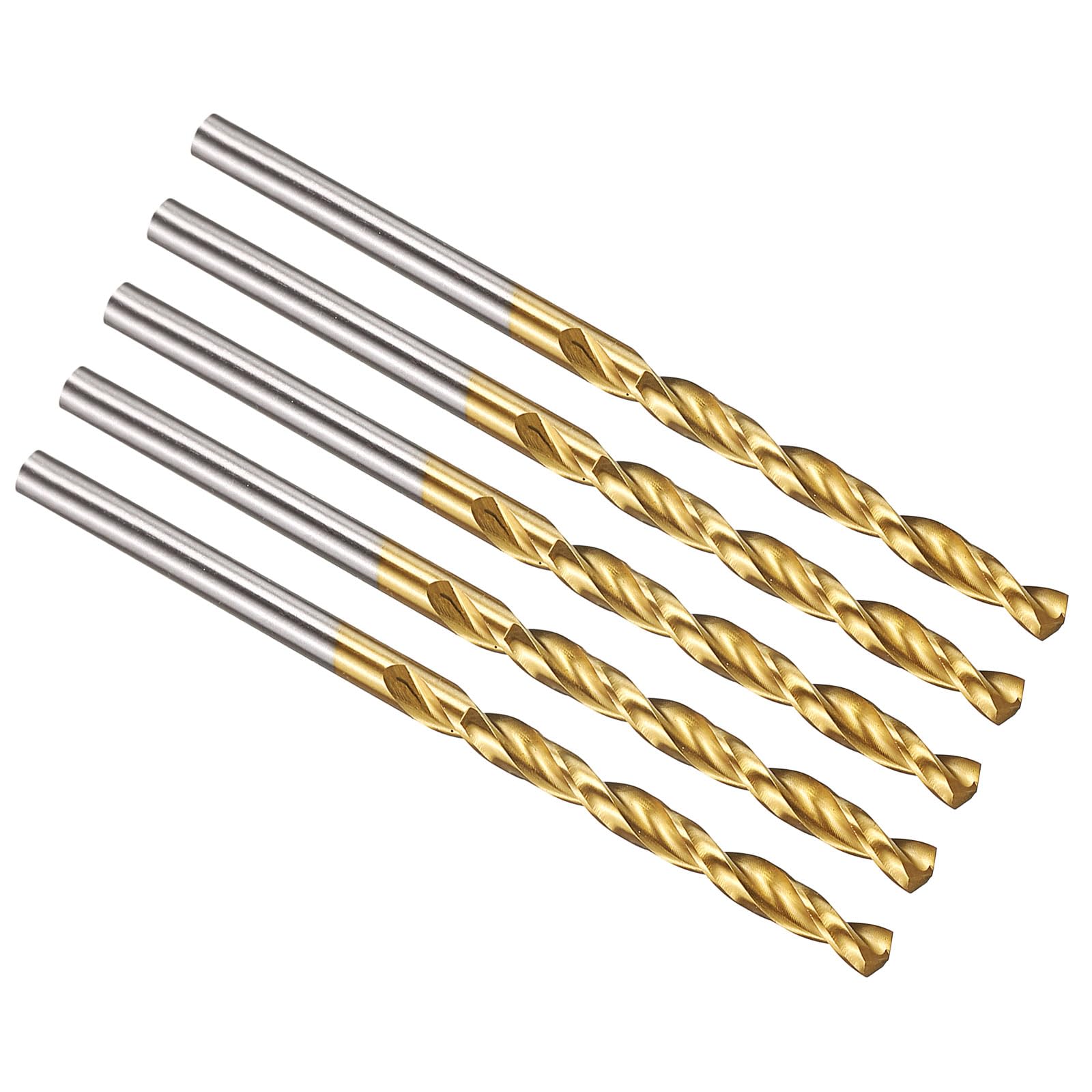 PATIKIL 3.3mm Drill Bit, M42 8% Cobalt High-Speed Steel Jobber Straight Shank 135 Titanium Nitride (TiN) Coated for Hard Metal Stainless Steel - 5 Pack