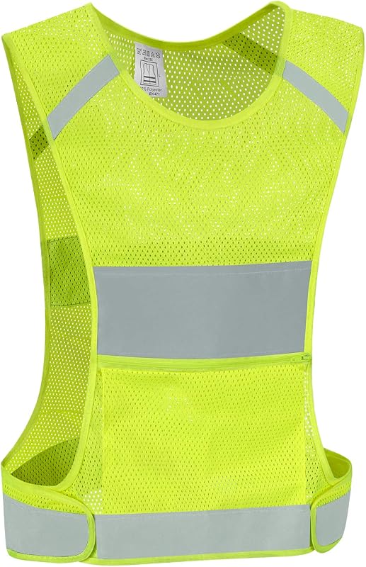 Chaleco reflectante de seguridad para correr con bolsillo, alta visibilidad para correr, andar en bicicleta, caminar, mujeres y hombres