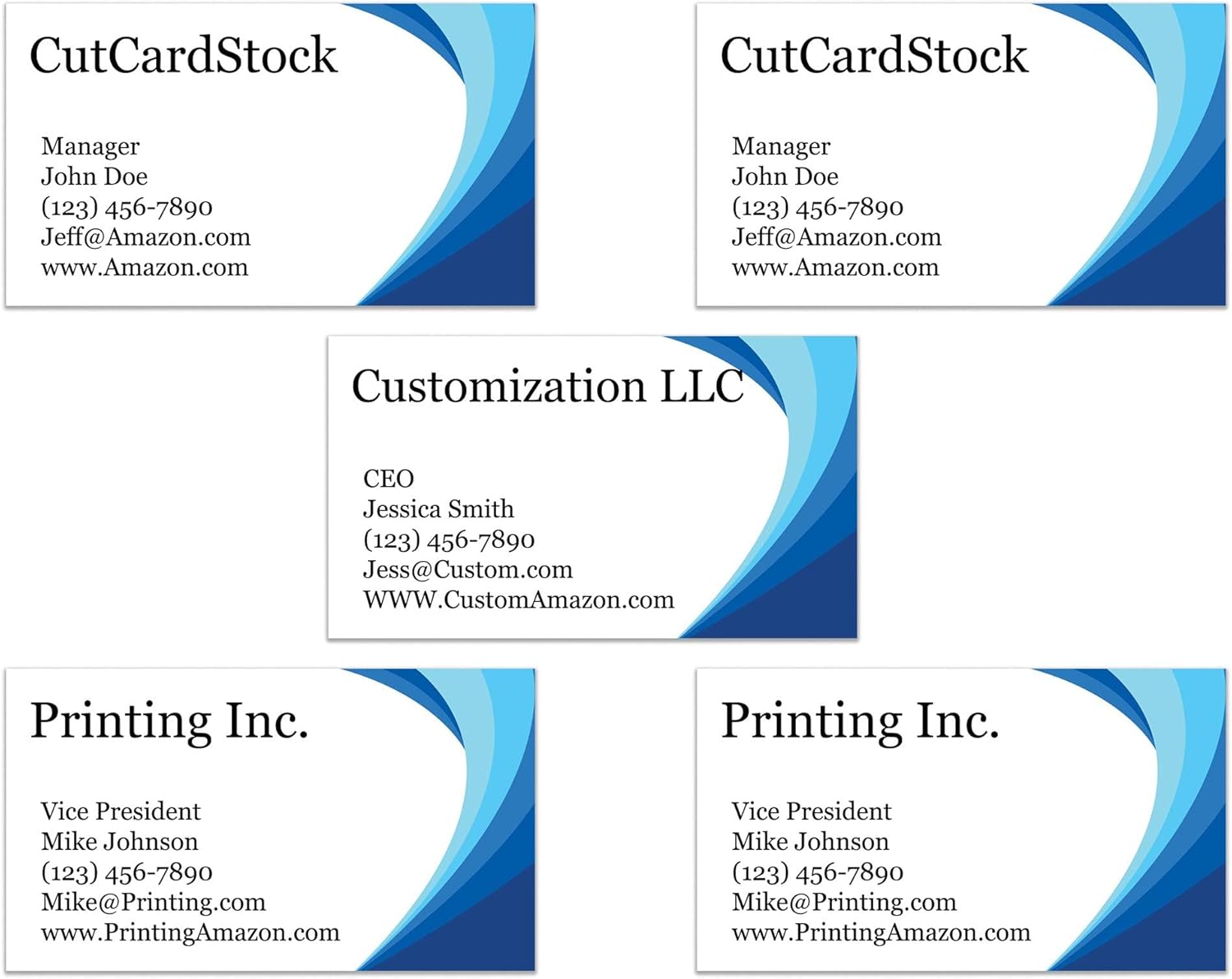 Custom Printed Business Cards - Thick Sturdy Stock 300GSM - 3.5" x 2" - 100% Made in the U.S.A. (Ocean Blue, 100) : Office Products