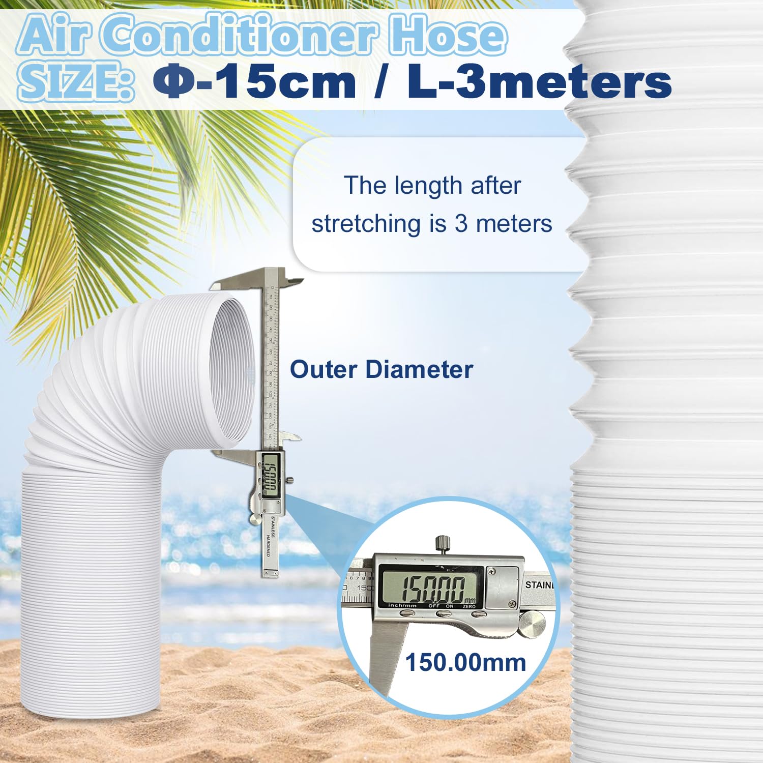 Abluftschlauch 150mm/130 mm, PVC Flexibel Abluftschlauch Klimagerat,Klimaanlage Schlauch HitzebestäNdiger Einziehbarer für Klimagerat Abzugshaube Trockner (150 mm Durchmesser /3 Meter Länge)