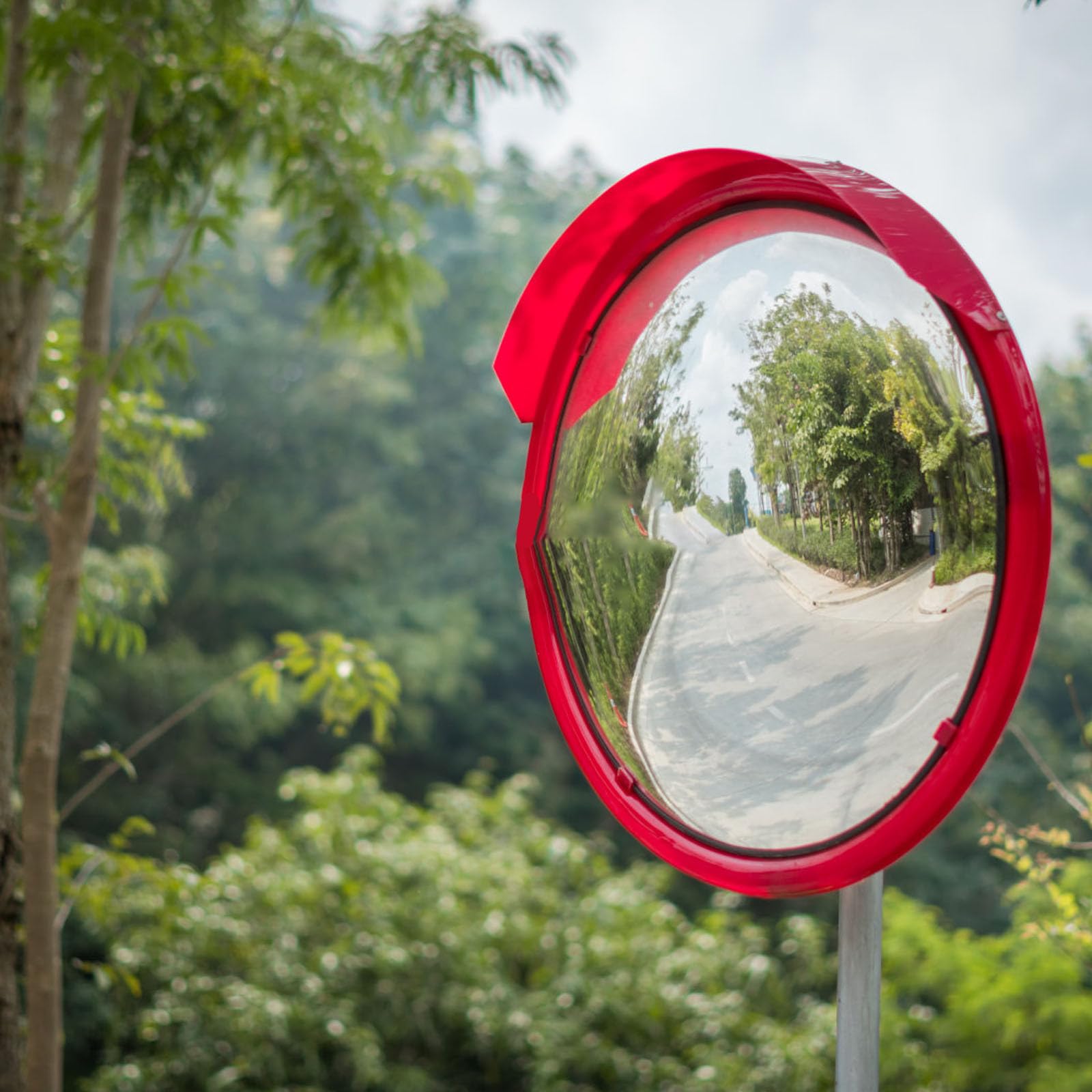 Miroir Convexe Grand Angle 30 CM pour Sécurité Routière Miroir de Signalisation Extérieure Incassable en PC et PP pour Angles Morts et Circulation en Extérieur