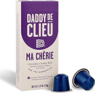 Daddy De Clieu Ma Chérie Coffee Pods (Rich & Chocolatey, Brazil & Columbia Casablanca, 100% Arabica Blend), Compatible with Nespresso Original Line Machines, Recyclable Aluminum Capsules, 70 Count