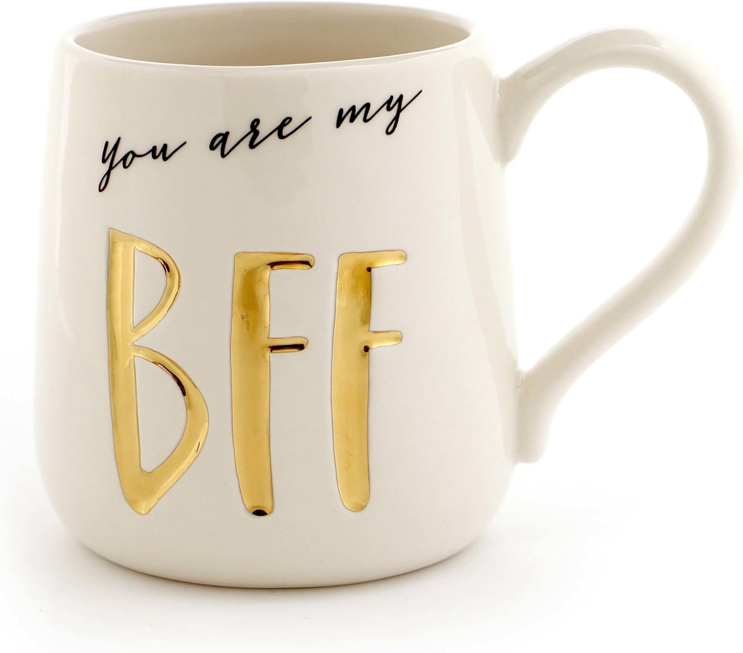 Tech Deals 🔥 Enesco Our Name Is Mud “Bff” Stoneware Engraved Coffee Mug, Gold, 16 Ounce (Pack of 1)