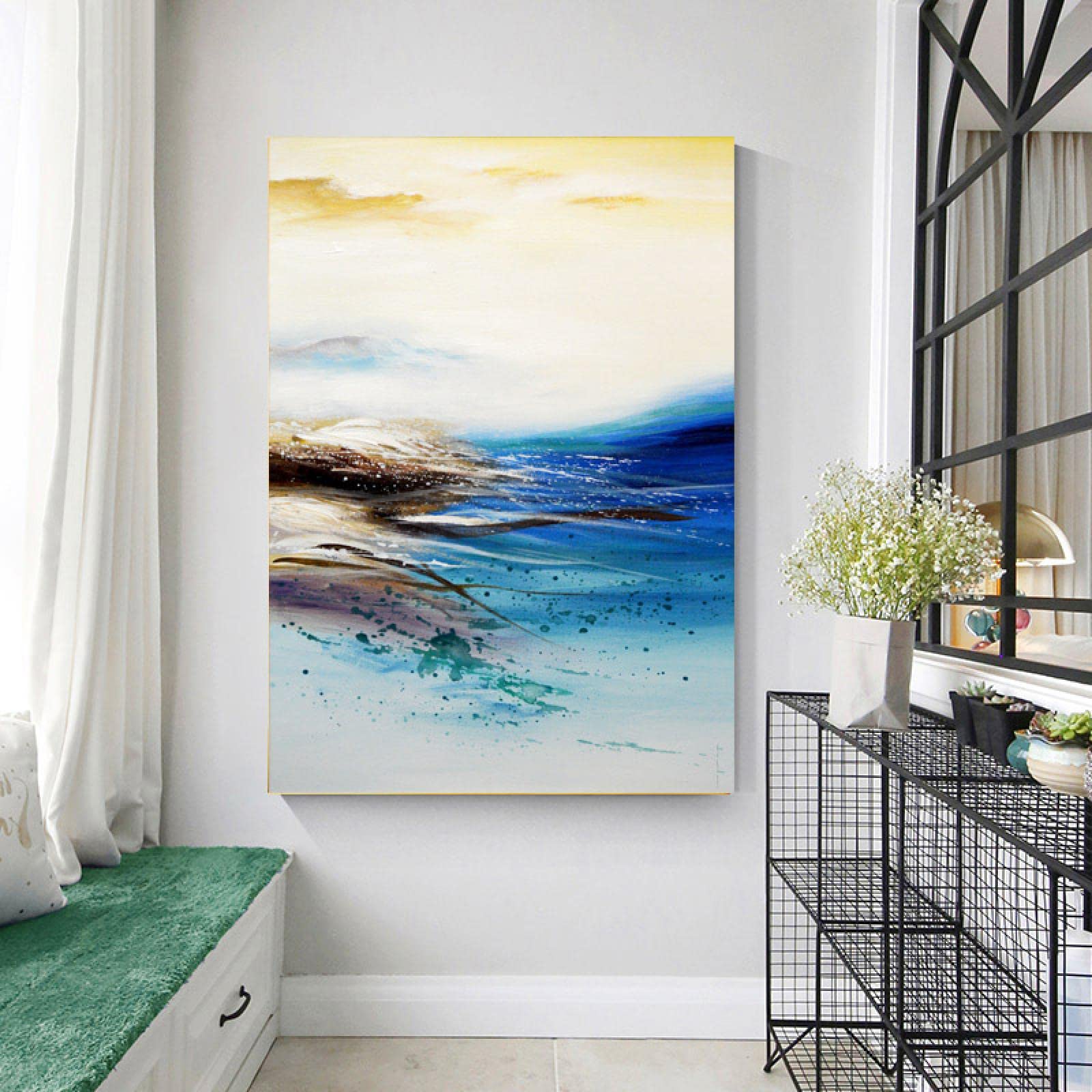 Dittelle Frameless Abstract Painting Lucky Feng Shui Living Room Porch Decoration Painting Modern Minimalist Corridor Vertical Aisle19.6”X 27.5”(50X70cm) No Frame