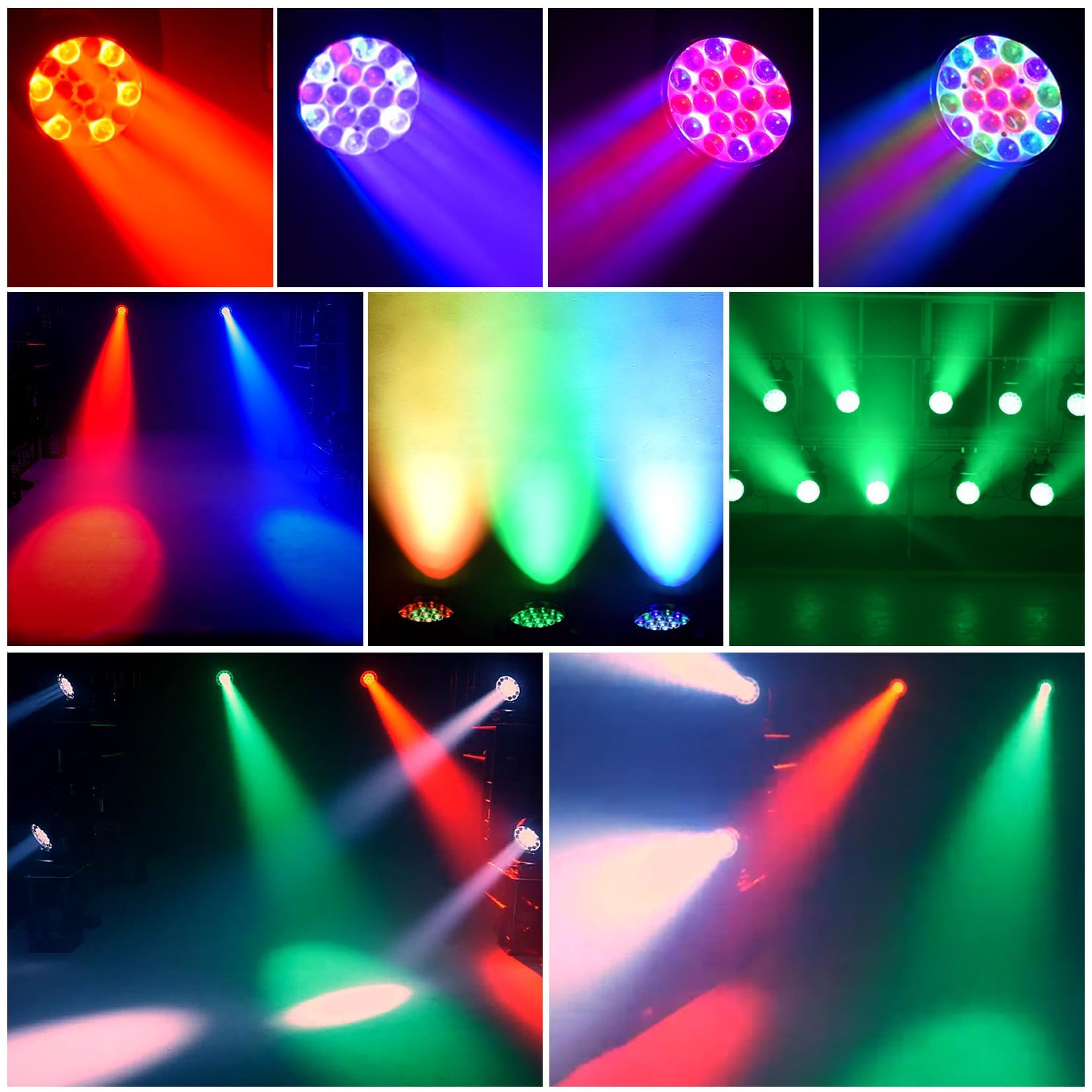 19x15W Moving Head LED DMX512 RGBW Lichteffekte Partylicht mit 16/24 Kanal Beam/Wash/Strobe/Ring Effect 4 in 1 Bühne Lichter DJ Lichter Lichtanlagefür Hochzeit Bar Disco Party und Nachtclub