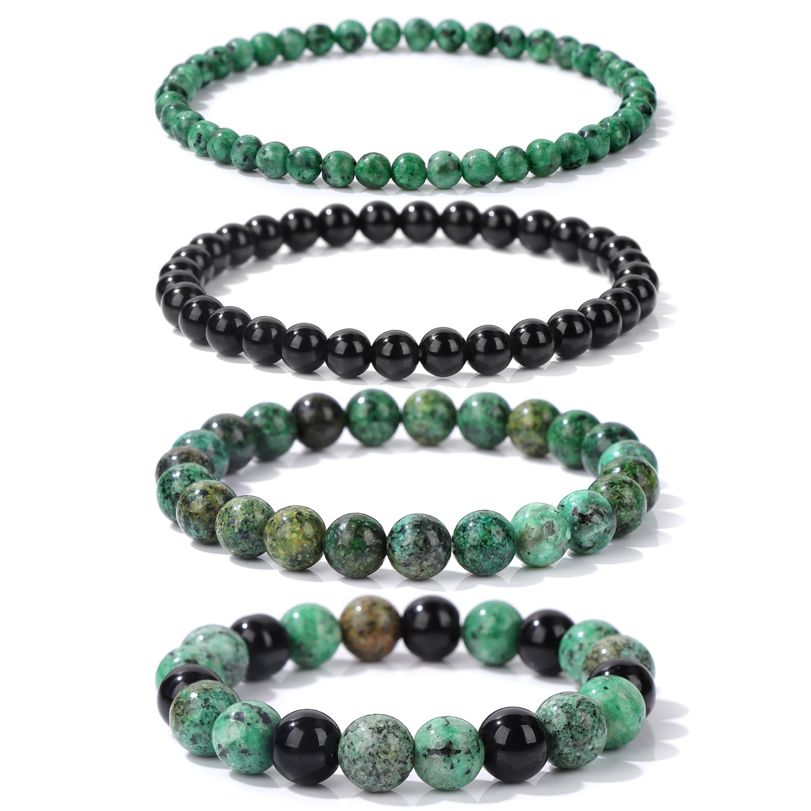 Vinswet4pcs Beaded Bracelets for Women,Natural Healing Crystal Gemstones Bracelet,Anxiety Stress Relief Bracelet Handmade purple Jewelry Gifts for Women