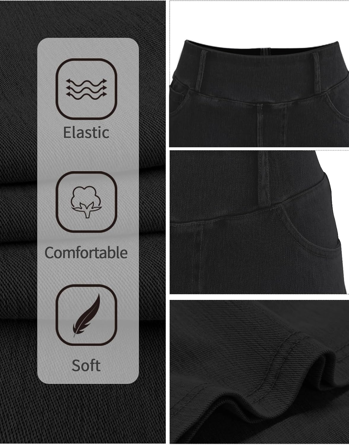 Simple Flavor Women's Wide Leg Jeans High Waisted Stretch Pull-on Baggy Denim Pants with Pockets - Image 6